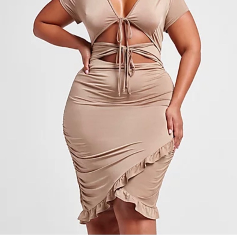 Fashion to Figure plus size tie front dress with ruffle hem